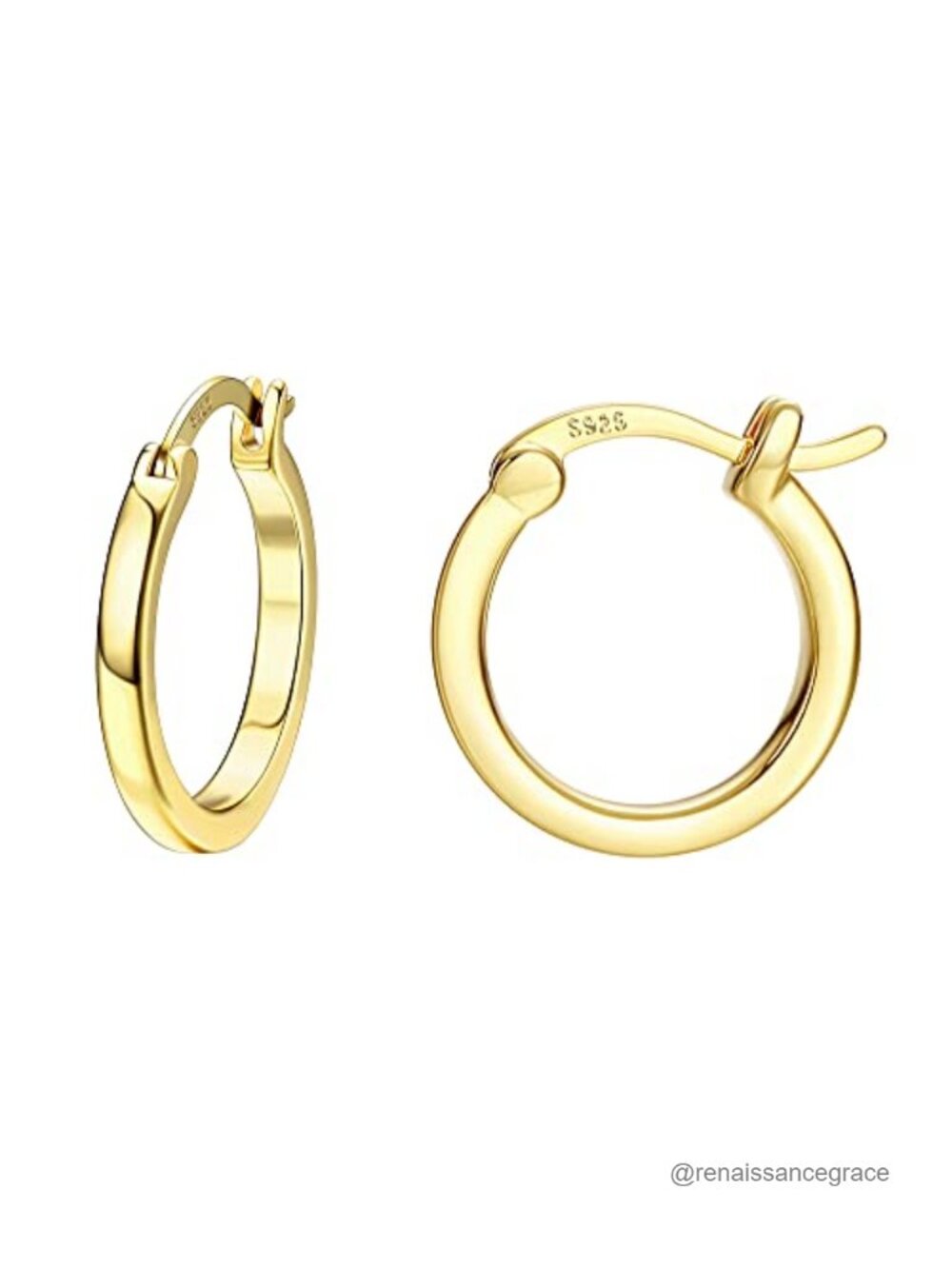 18K Gold Plated Square Tube Hoop Earrings 925 Sterling Silver Hypoallergenic